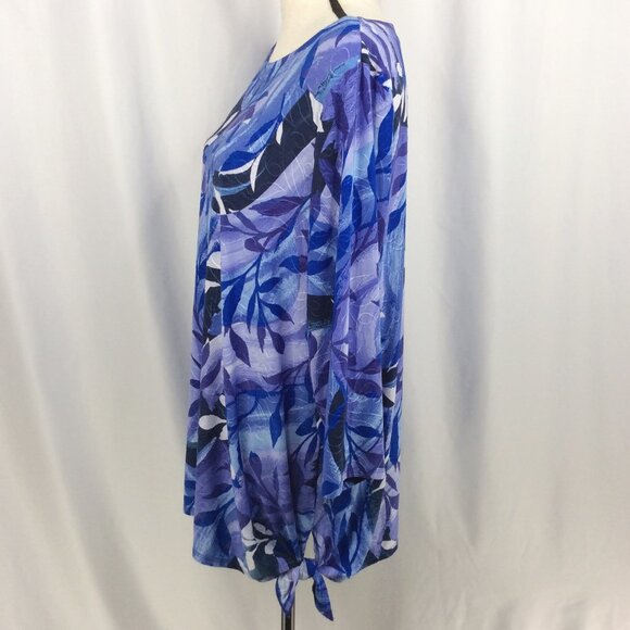 JM Collection Stretch Knit Top Womens Plus Size 2X Purple 3/4 Sleeve Side Tie - Picture 5 of 7
